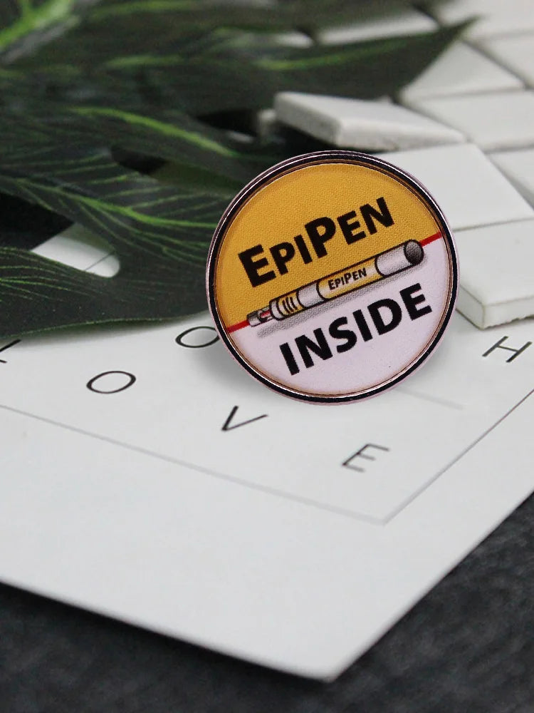 EpiPen Inside Pin Medical Allergy Alert Badge