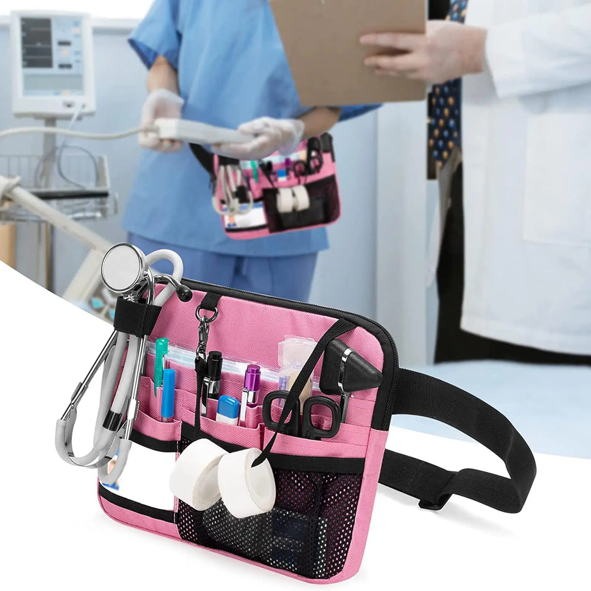 Multi Pocket Waist Organizer Belt with Adjustable Strap