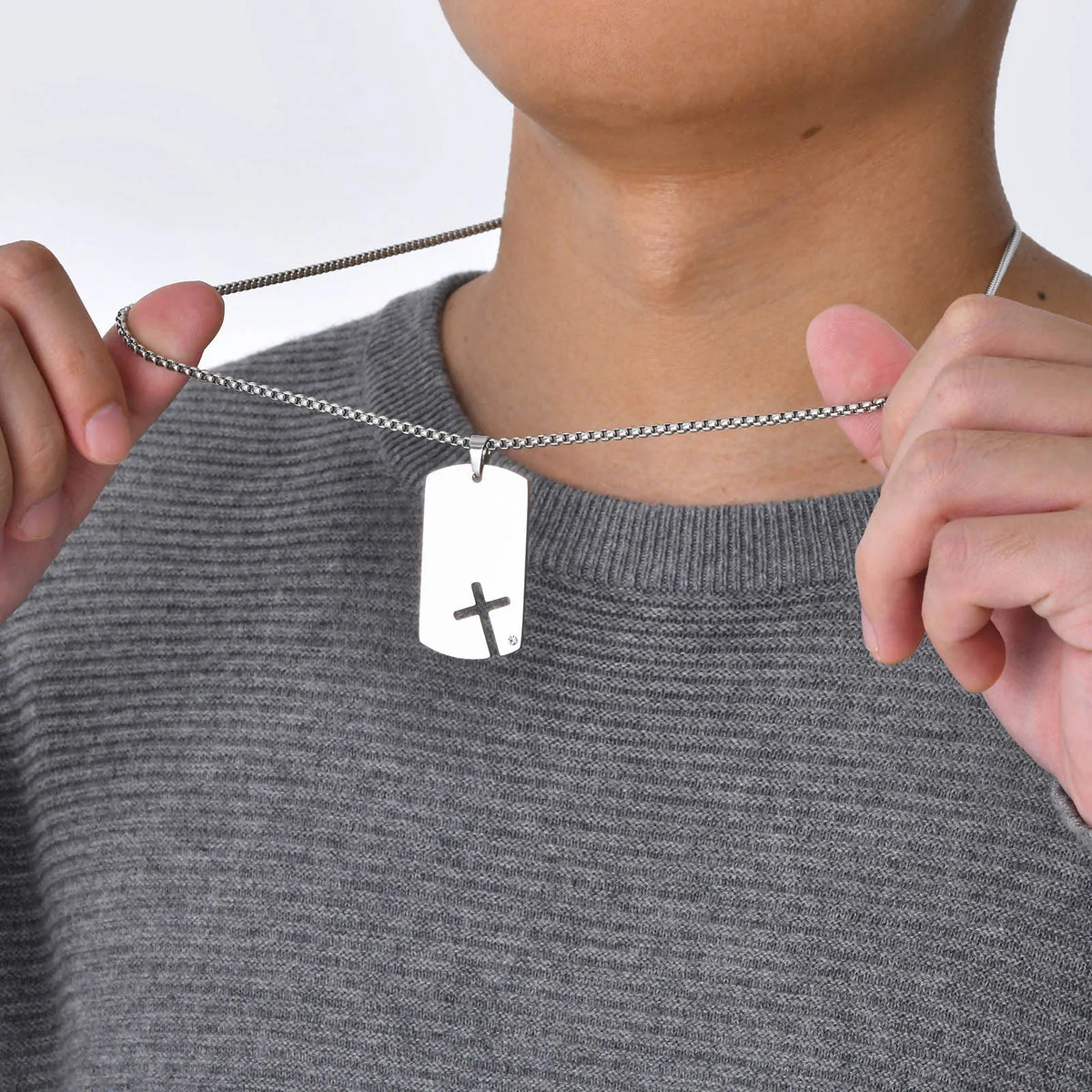Mens Sidecross Tag Necklaces - Anti Allergy Stainless Steel
